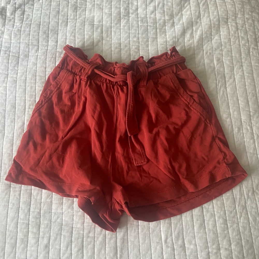 High waisted tie front shorts
